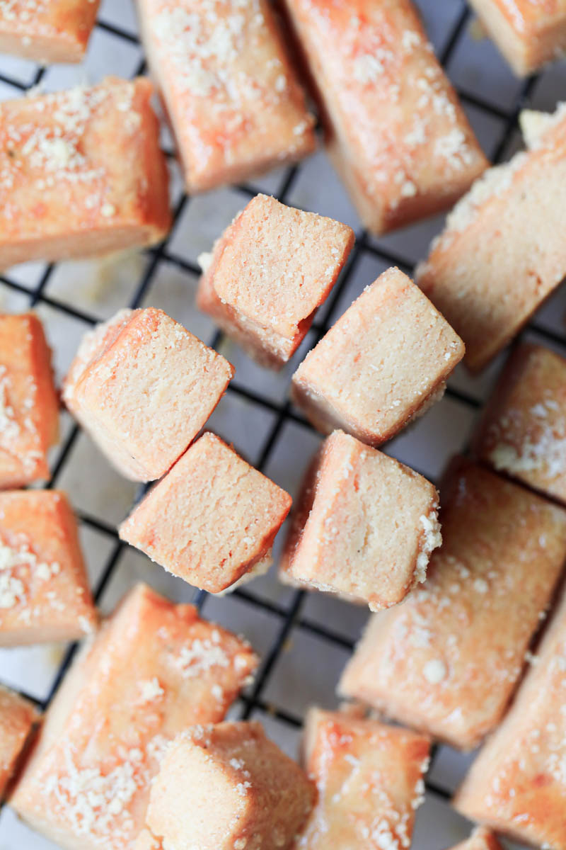 The parmesan cheese cookies standing, as seen from above.