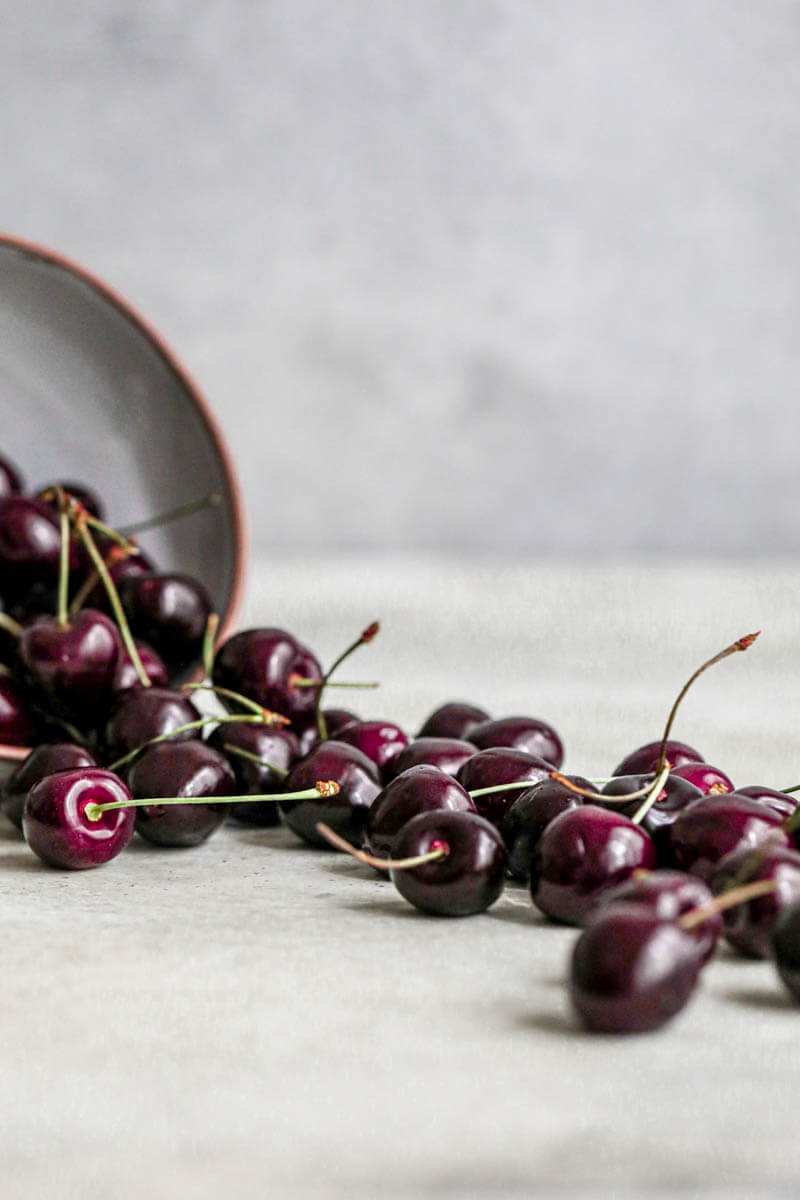 90° shot of fresh cherries