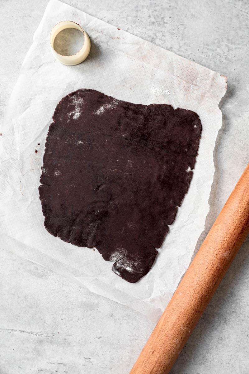 Overhead shot of the rolled-out dough