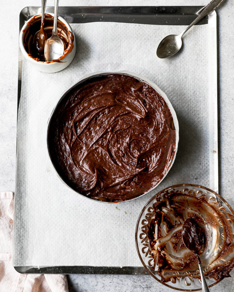 The chocolate fudge cake ready for the oven.