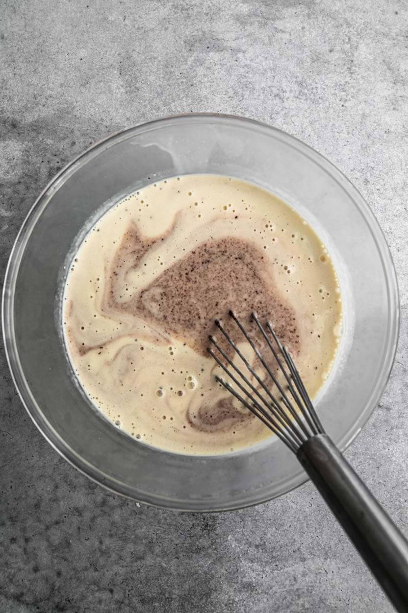 Whisk until chocolate is fully incorporated into the crème anglaise
