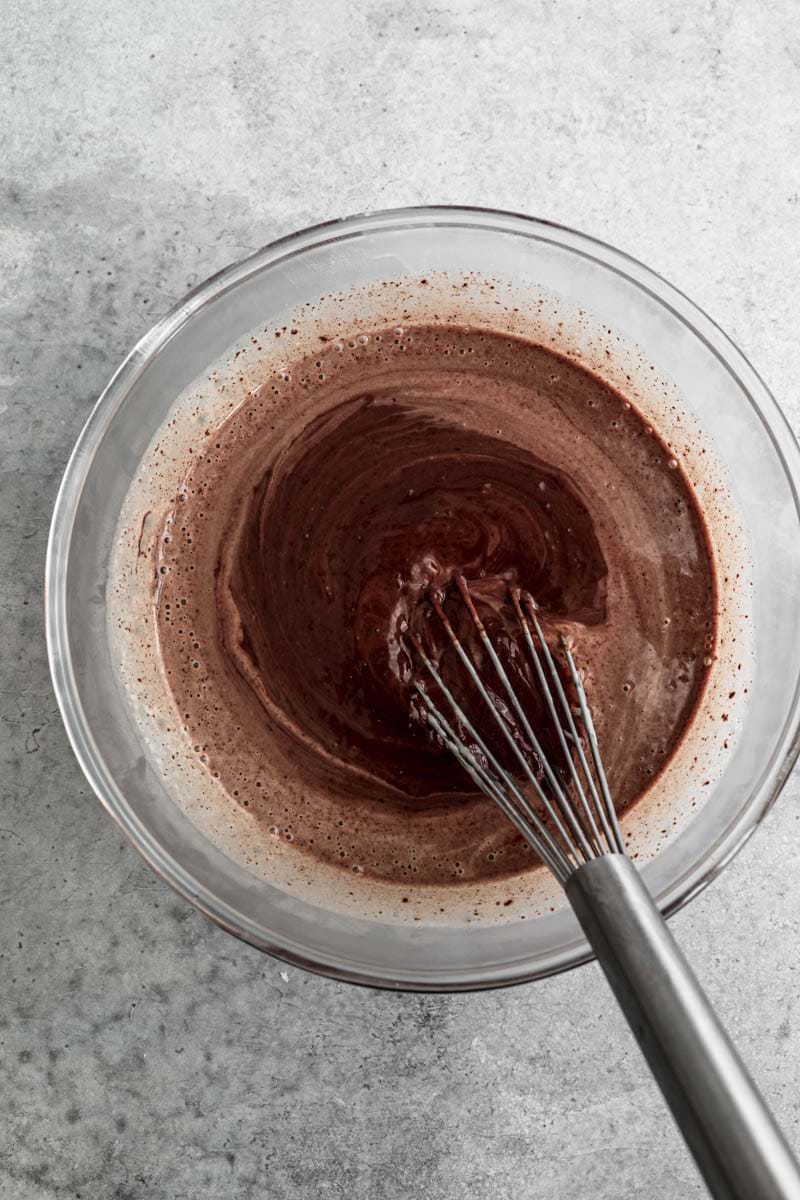 Whisk until chocolate is fully incorporated into the crème anglaise