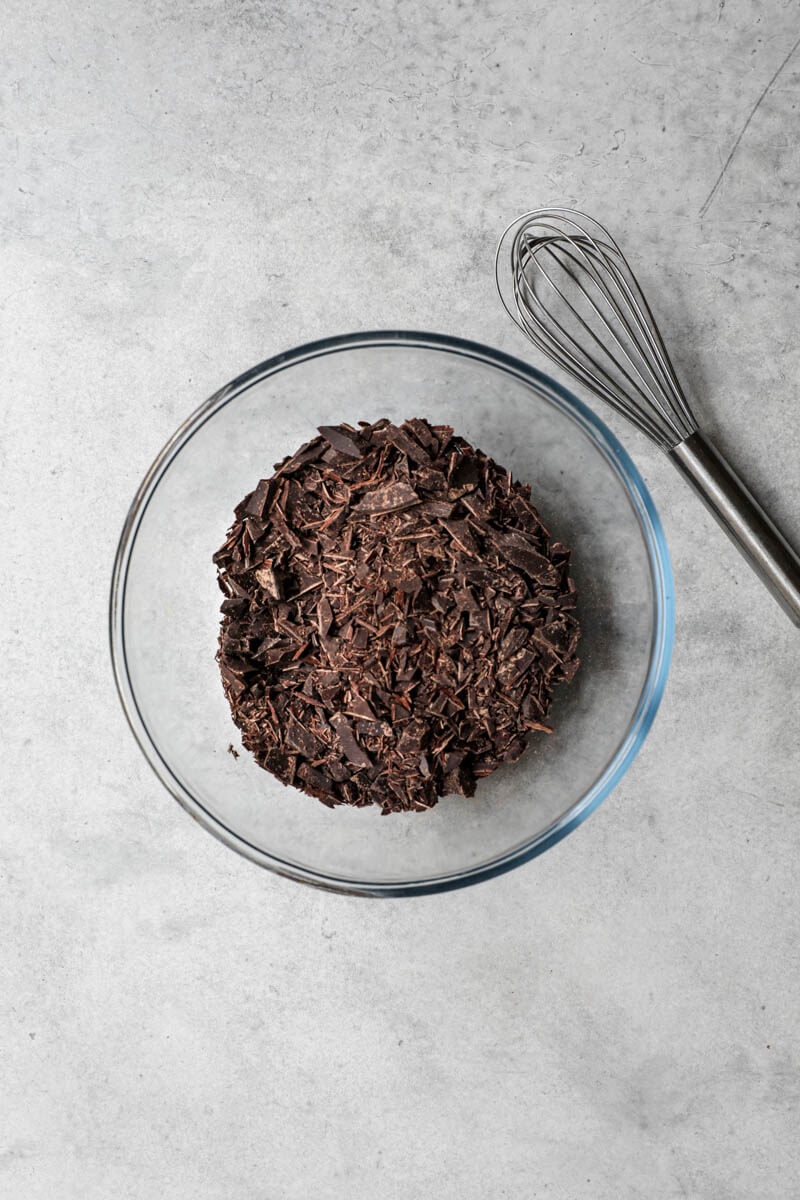 Shaved chocolate in a bowl