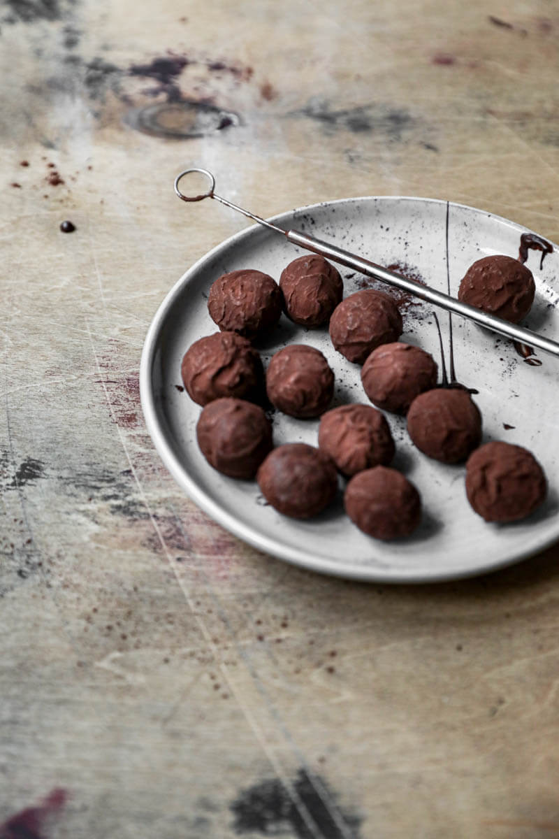 Truffles on a grey plate