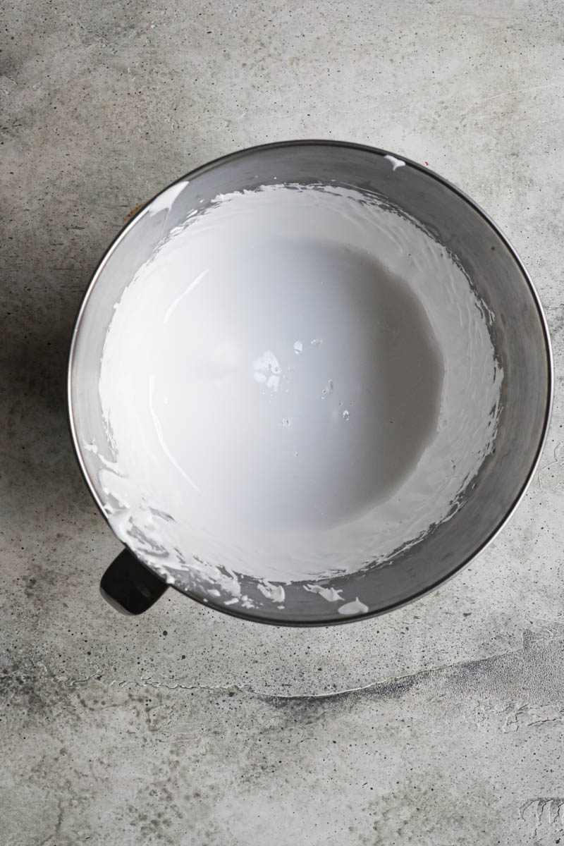 The nougat in a mixing bowl before the nuts are added in.