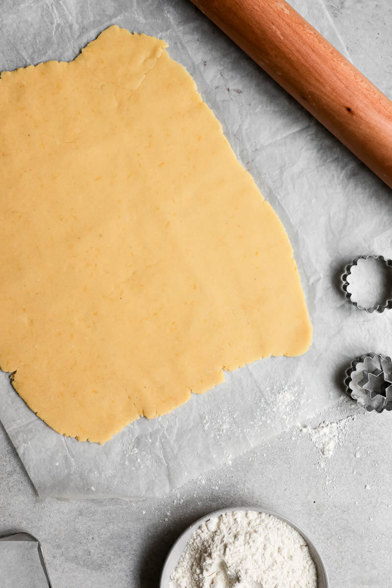 Rolled out linzer cookie dough