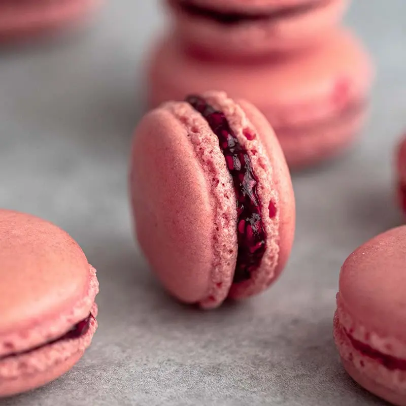 Raspberry Chocolate Mini Macarons