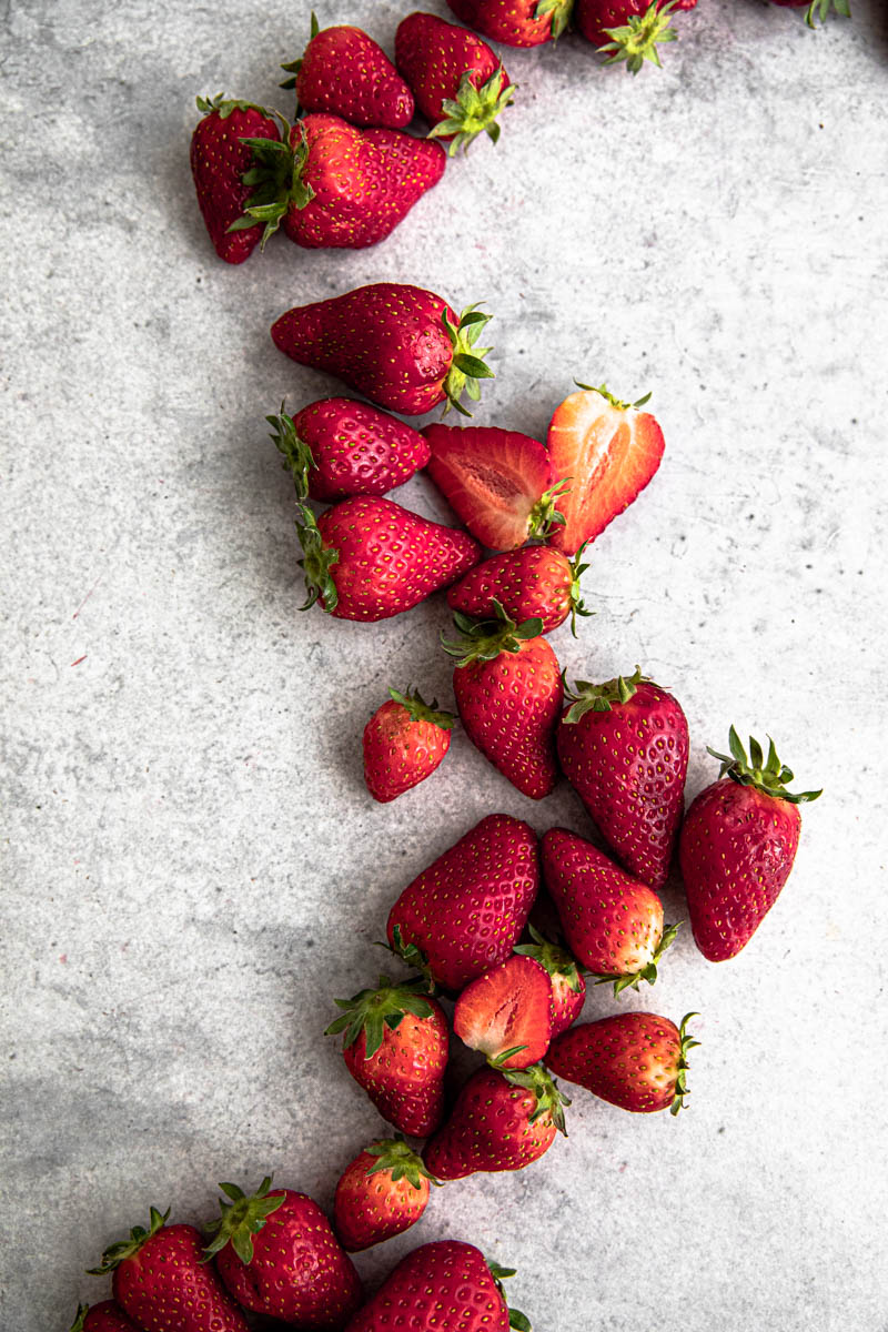 Fresh strawberries for strawberry mousse.