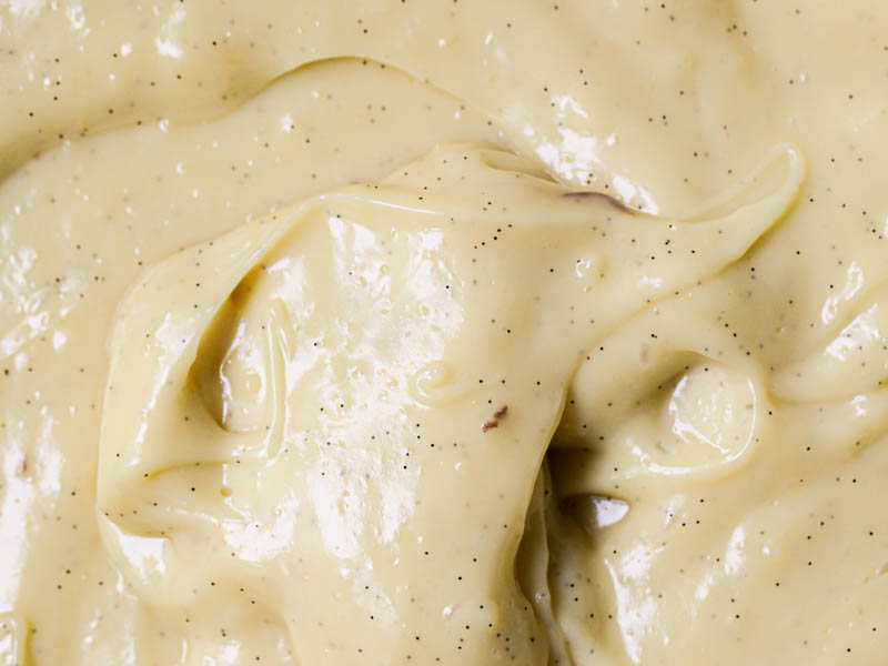 Closeup up macro shot of the French vanilla pastry cream